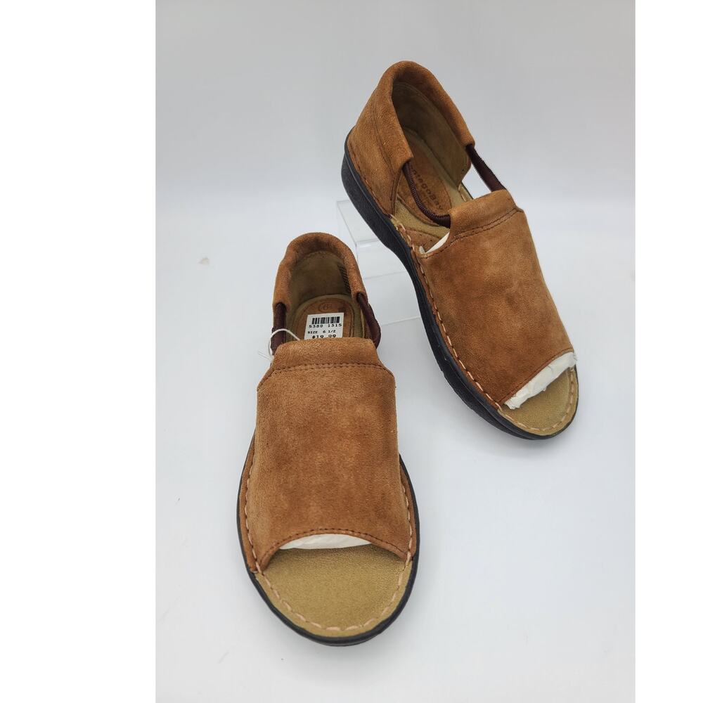 NIB Montego Bay Club Collection Brown Suede Quality Leather Sandals Women's 6.5 - Picture 5 of 10